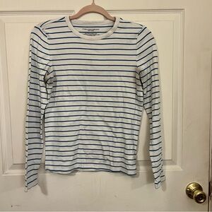 Christian Siriano White and Blue Striped Top